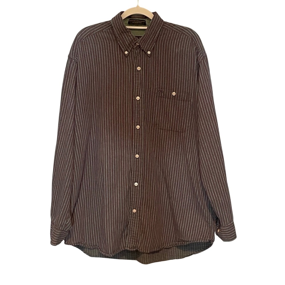 VTG Alexander Julian Colours Mens Large  Striped Cotton Button Down Shirt L